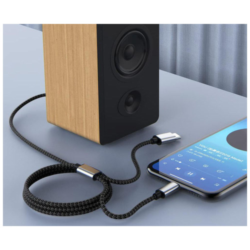 Кабель мультимедийный 3.5mm M to USB-C + Lightning 1,0m black XoKo (MH-232-BK) – XoKo (вид 2)