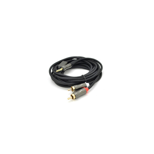 Кабель мультимедийный 3.5mm M to 2xRCA M 3.0m black VEGGIEG (YT-AR2-3) – VEGGIEG