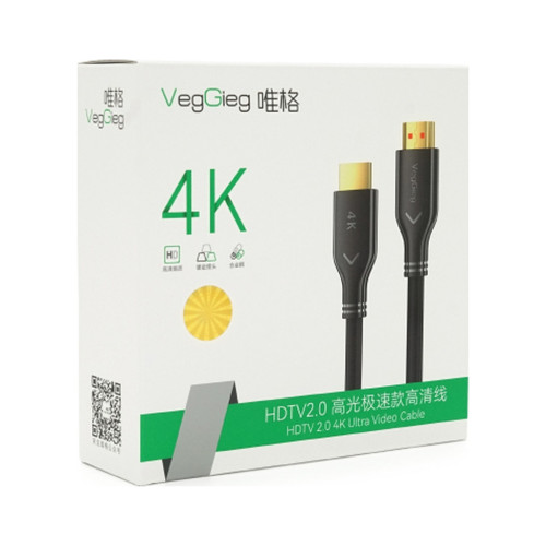 Кабель мультимедийный HDMI M to HDMI M 10.0m V2.0 4K UHD black VEGGIEG (YT-HDMI(M)/(M)HA-10/19716) – VEGGIEG (вид 2)