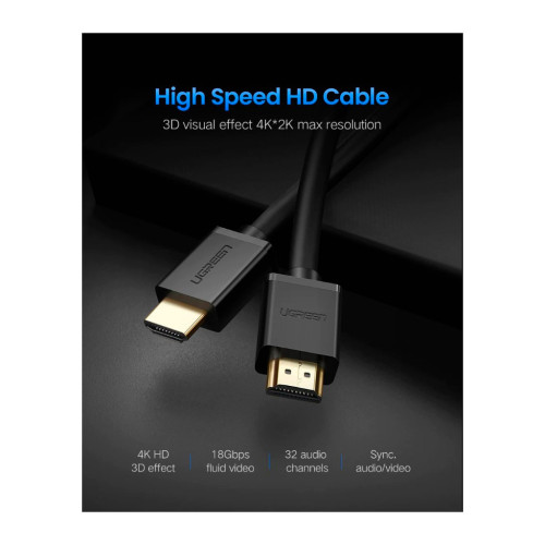 Кабель мультимедійний HDMI M to HDMI M 10.0m HD104 black Ugreen (10110) – UGREEN (вид 1)