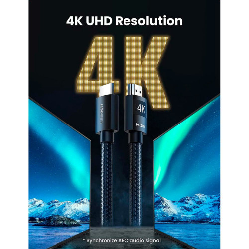 Кабель мультимедійний HDMI M to HDMI M 10.0m 4K30Hz braided HD119 black Ugreen (40104) – UGREEN (вид 1)