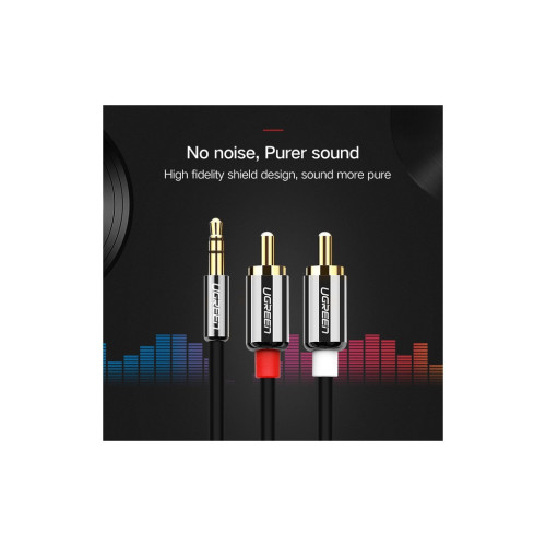 Кабель мультимедійний 3.5mm M to 2xRCA M 1.0m AV116 black Ugreen (10749) – UGREEN (вид 2)