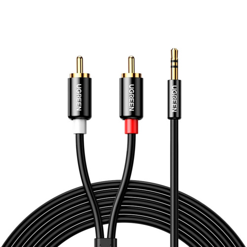 Кабель мультимедійний 3.5mm M to 2xRCA M 5.0m AV116 black Ugreen (10591) – UGREEN