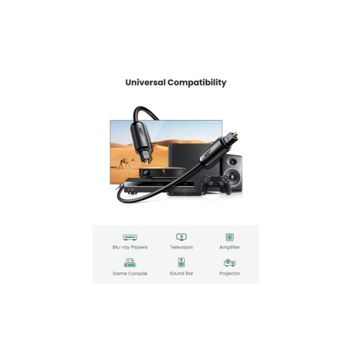 Кабель мультимедийный Optical Toslink 1.0m AV122 black Ugreen (70890) – UGREEN (вид 1)