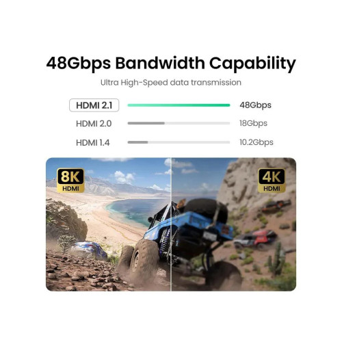 Кабель мультимедийный HDMI M to HDMI F 0.5m 8K HD151 black Ugreen (40400) – UGREEN (вид 1)