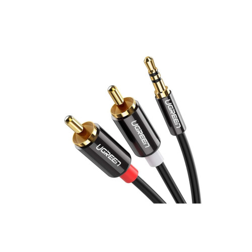 Кабель мультимедійний 3.5mm M to 2xRCA M 2.0m AV116 black Ugreen (10584) – UGREEN