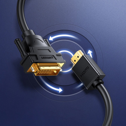 Кабель мультимедійний HDMI M to DVI M 1.0m HD106 black Ugreen (30116) – UGREEN (вид 2)