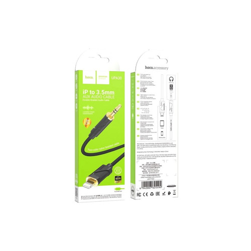 Кабель мультимедийный Lightning to 3.5mm M 1.0m silicone black HOCO (6942007625494) – HOCO (вид 2)