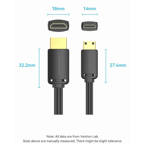 Кабель мультимедійний HDMI M to HDMI mini M 3.0m V2.0 4K60Hz VENTION (AGHBI) – Vention (вид 2)