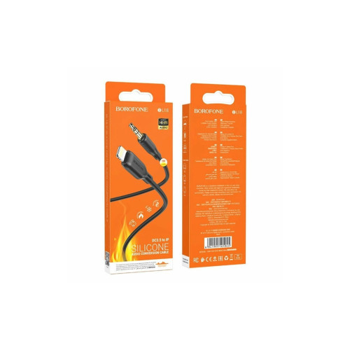 Кабель мультимедийный Lightning to 3.5mm M 1.0m silicone black BOROFONE (6941991101045) – BOROFONE (вид 2)
