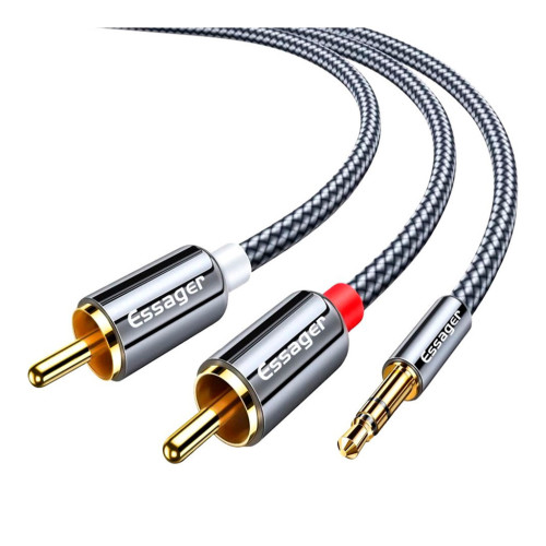 Кабель мультимедійний 3.5mm M to 2xRCA M 1.0m Essager (EYPZJ-MY0H) – Essager