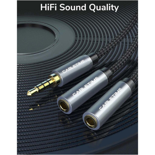 Кабель мультимедійний 3.5mm M to 2x3.5mm F 0.2m Cabletime (CA915248) – Cabletime (вид 2)