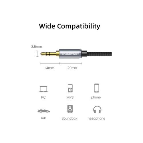 Кабель мультимедійний 3.5mm M to 3.5mm F 3.0m Cabletime (CA915255) – Cabletime (вид 2)