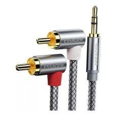 Кабель мультимедійний 3.5mm M to 2xRCA M 2.0m 90° corner Essager (EYPWT-MYA0G-P)