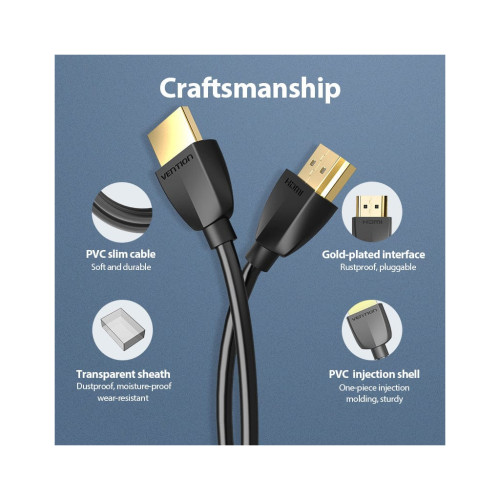Кабель мультимедийный HDMI M to HDMI M 1.5m black Vention (AAIBG) – Vention (вид 2)
