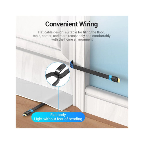 Кабель мультимедійний HDMI M to HDMI M 1.0m flat black Vention (AAKBF) – Vention (вид 1)