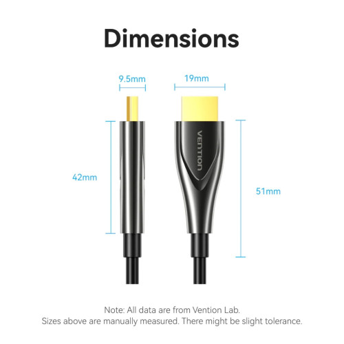 Кабель мультимедийный HDMI M to HDMI M 70.0m 4K fiber optic black Vention (ALSBAX) – Vention (вид 1)