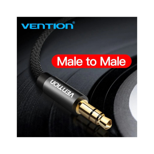 Кабель мультимедийный 3.5mm M to 3.5mm M 1.0m fabric black Vention (BAGBF) – Vention (вид 1)
