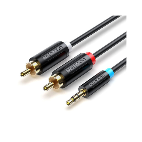 Кабель мультимедійний 3.5mm M to 2xRCA M 2.0m black Vention (BCLBH) – Vention