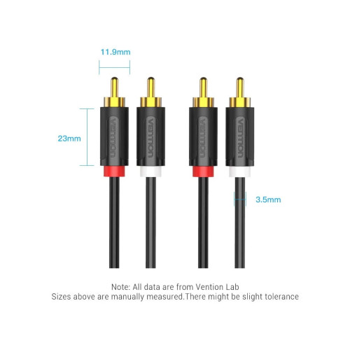 Кабель мультимедийный 2xRCA M to 2xRCA M 1.5m black Vention (BCMBG) – Vention (вид 1)
