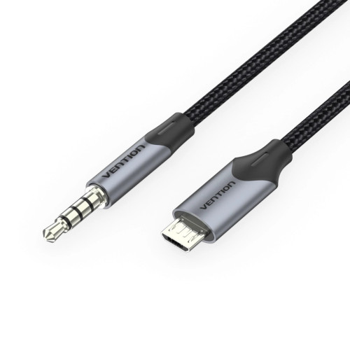 Кабель мультимедийный Micro 5P M to 3.5mm M 1.0m (4pin) black Vention (BDGBF) – Vention