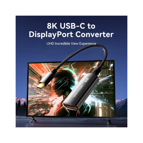 Кабель мультимедійний USB-C to DisplayPort M 0.25m 8K black Vention (CRGBC) – Vention (вид 1)