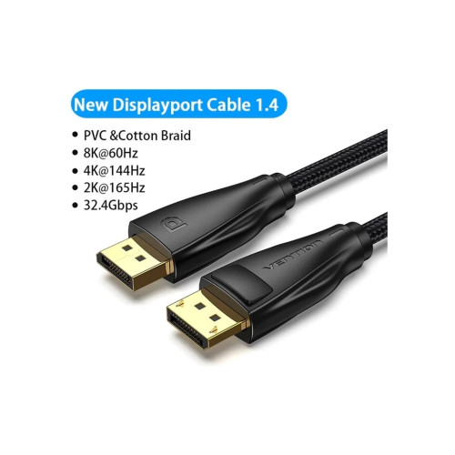 Кабель мультимедійний DisplayPort M to DisplayPort M 1.0m black Vention (HCCBF) – Vention (вид 1)
