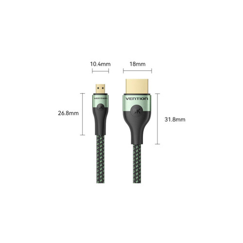 Кабель мультимедійний HDMI M to HDMI micro M 1.0m V2.0 8K 60Hz green Vention (AGKGF) – Vention (вид 2)