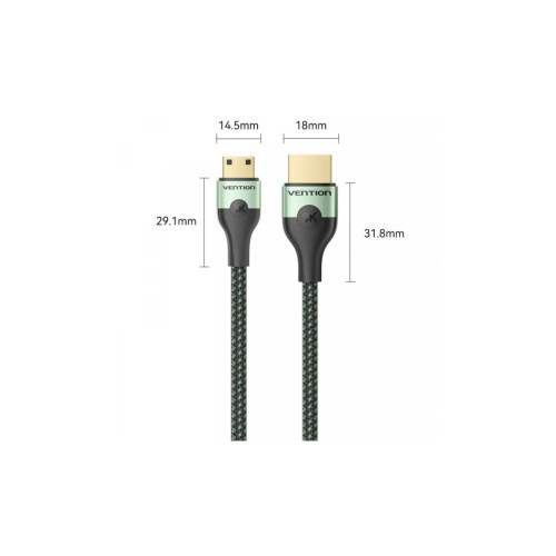 Кабель мультимедійний HDMI M to HDMI mini M 1.0m V2.1 8K 60Hz green Vention (AGJGF) – Vention (вид 1)