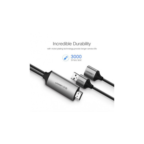Кабель мультимедийный USB to HDMI 1.5m gray Ugreen (50291) – UGREEN (вид 1)