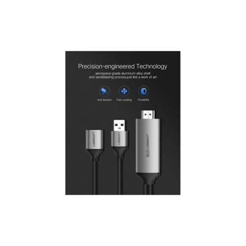 Кабель мультимедийный USB to HDMI 1.5m gray Ugreen (50291) – UGREEN (вид 2)