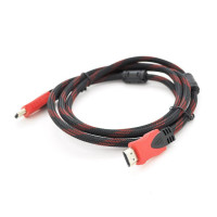 Кабель мультимедийный HDMI to HDMI 1.5m v1.4, OD-7.4mm Black/RED Merlion (YT-HDMI(M)/(M)NY/RD-1.5m)