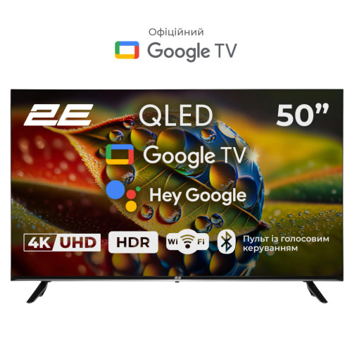 Телевізор 2E 50A77Q - стильна модель 50" з Google TV та 4K роздільною здатністю – 2E
