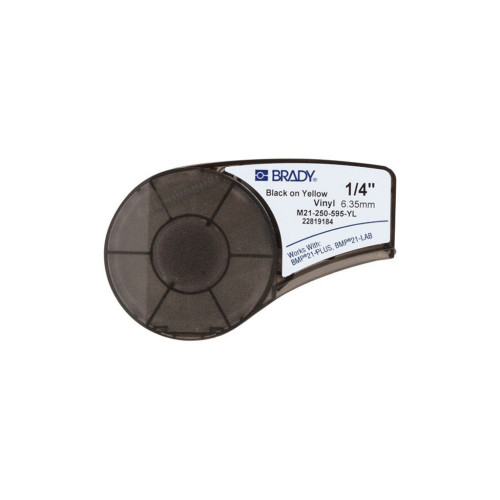 Лента для принтера этикеток Brady M21-250-595-YL, vinyl, 6.35mm/6.4m. Black on Yellow (M21-250-595-YL) – Brady