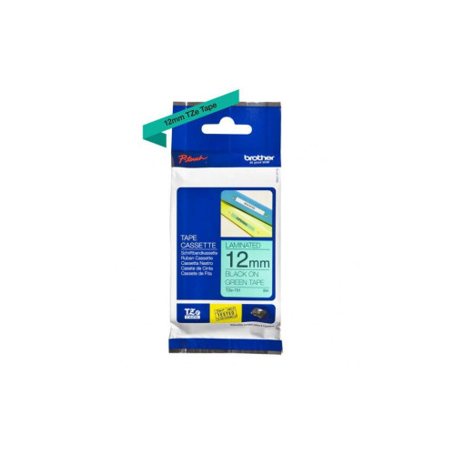 Стрічка для принтера етикеток Brother 12mm Laminated, black on green (TZE731) – Brother