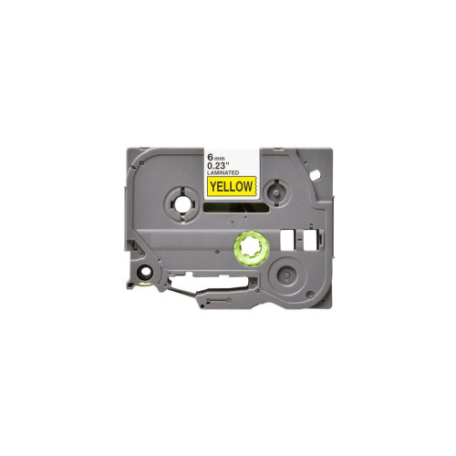 Лента для принтера этикеток UKRMARK B-T611P, 6мм х 8м, black on yellow, совместимая с TZe611, ламинированная (900532) – UKRMARK