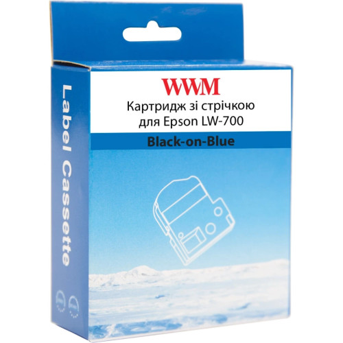 Лента для принтера этикеток WWM для Epson LW-700 24mm х 8m Black-on-Blue (WWM-SC24B) – WWM (вид 1)