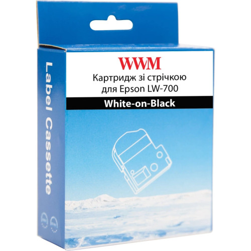 Стрічка для принтера етикеток WWM для Epson LW-700 24mm х 8m White-on-Black (WWM-SD24K) – WWM (вид 1)