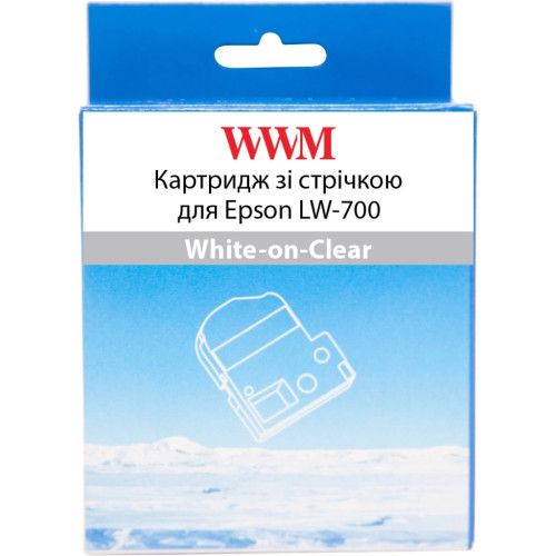 Стрічка для принтера етикеток WWM для Epson LW-700 24mm х 8m White-on-Clear (WWM-ST24S) – WWM