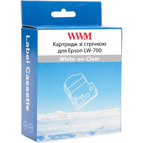 Стрічка для принтера етикеток WWM для Epson LW-700 24mm х 8m White-on-Clear (WWM-ST24S) – WWM (вид 1)