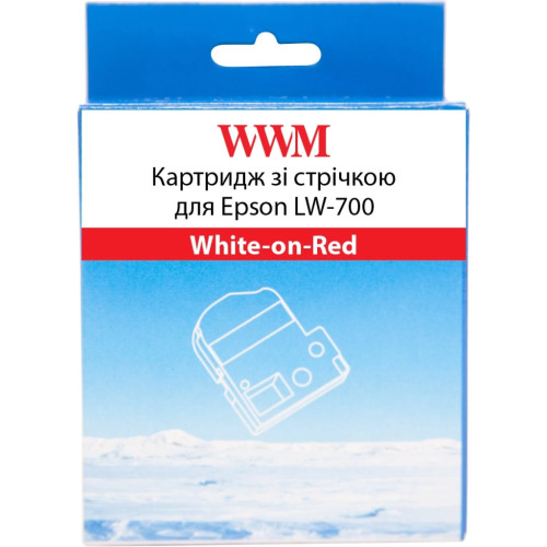 Лента для принтера этикеток WWM для Epson LW-700 24mm х 8m White-on-Red (WWM-SD24R) – WWM