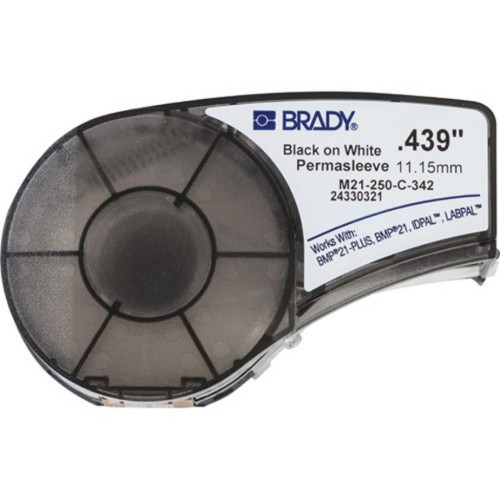 Лента для принтера этикеток Brady термоусадочная трубка, 2.39 - 5.46 мм, Black on White (M21-250-C-342) – Brady
