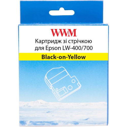 Стрічка для принтера етикеток WWM для Epson LW-400/700 9mm х 8m Black-on-Yellow (WWM-SC9Y) – WWM