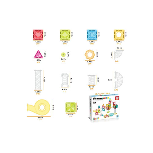 Конструктор Picasso магнітний Tiles Mini Diamond Marble Run Track Set 60 деталей (817338028299) – Picasso (вид 2)