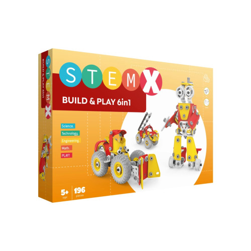 Конструктор Stem с болтами Build&Play 6 в 1 на 196 деталей (3858894673285) – Stem