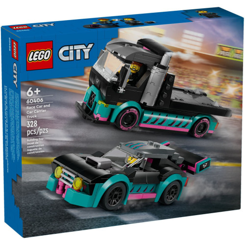 Конструктор LEGO City Автомобіль для перегонів й автовоз 328 деталей (60406) – LEGO