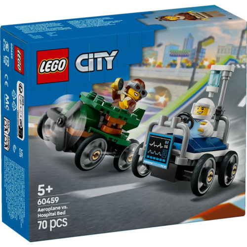 Конструктор LEGO City Літак проти лікарняного ліжка - Набір для перегонів (60459) – LEGO