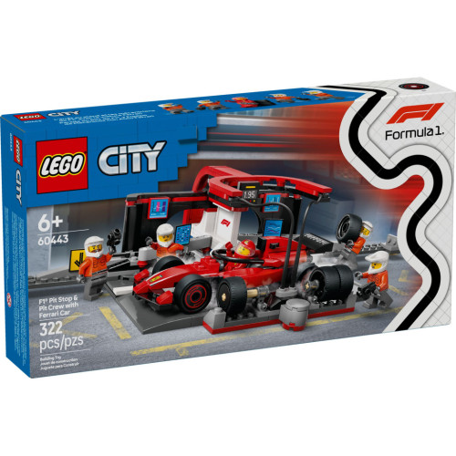 Конструктор LEGO City Пит-стоп и пит-экипаж F1 с болидом Ferrari (60443) – LEGO
