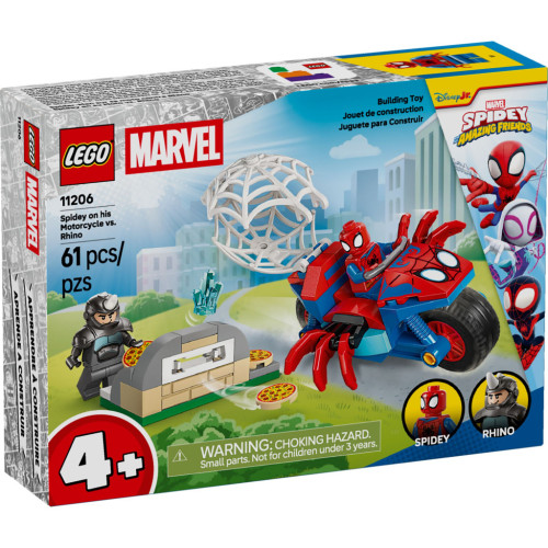 Конструктор LEGO Spidey Паук на мотоцикле против Носорога (11206) – LEGO