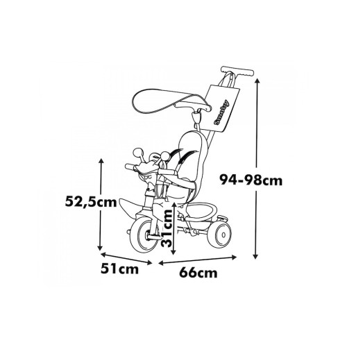 Дитячий велосипед Smoby Бебі Драйвер. Рожева перлина" з козирком, металевий (7600741504) – Smoby (вид 2)